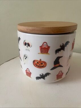 Halloween Ceramic Storage Jar with wooden  Lid
